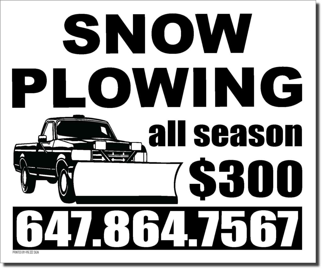 Snow plow lawn bag signs