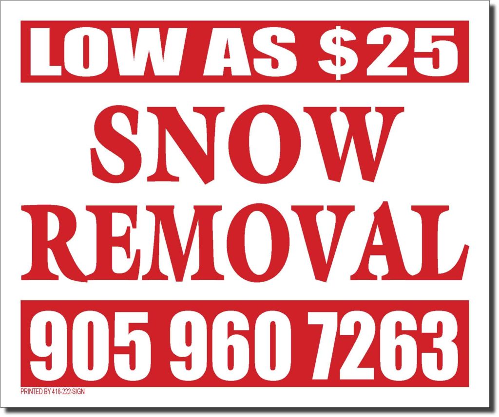 snow removal lawn bag signs