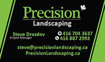 Steve Drozdov Precisions Landscaping Business Cards