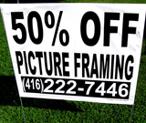 Picture framing sale lawn sign