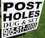 Post holes Lawn Sign