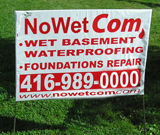 Wet Basement Waterproofing Lawn Sign