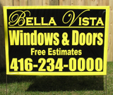 Black on Yellow Windows and Doors Lawn Sign