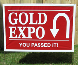 Gold Expo Turn Back Arrow Lawn Sign