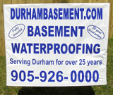 Blue Basement Waterproofing Yard Sign