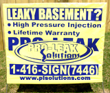 Leaky Basement Solutions Lawn Sign