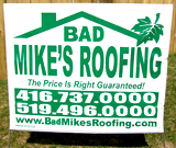 Green On White Roofing Yard Sign