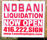 Nobani Liquidation Lawn Sign